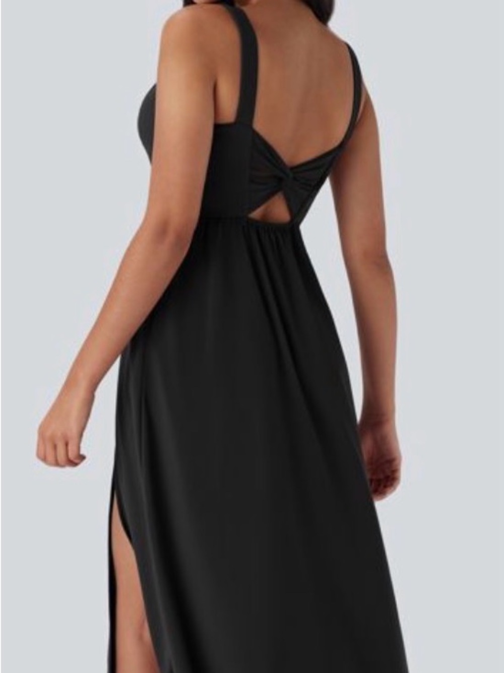 HALARA Black Sleeveless Maxi Dress with Front Slit - Picture 2 of 2